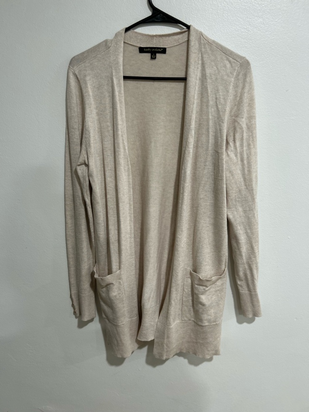 kathy ireland Soft Cream Open-Front Pocket Cardigan